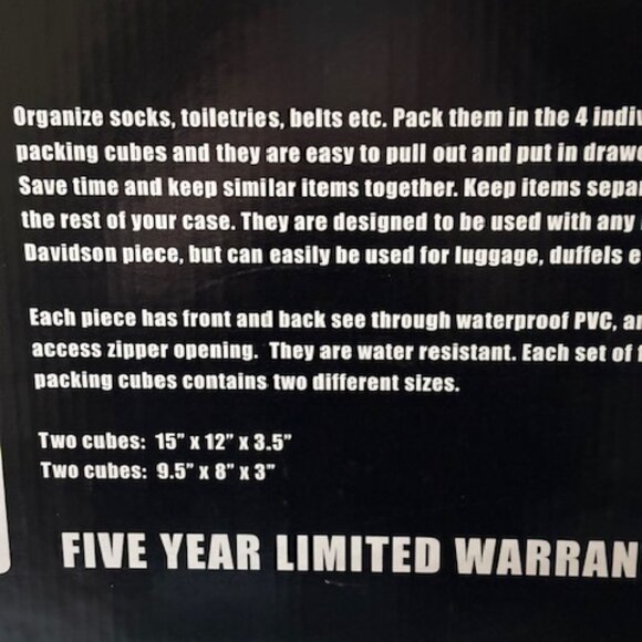 Harley-Davidson Logo 4 Pc Packing Cubes for Saddlebags or Luggage NWT Last One - Picture 5 of 13